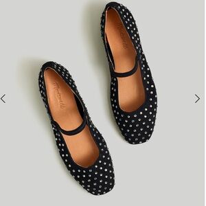 Madewell Black Crystal Embellished Greta Ballet Flat